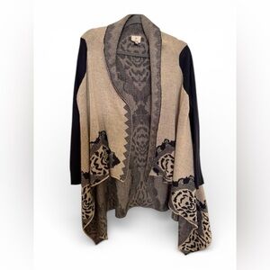 Hot & Delicious Beige and Dark Navy Cardigan